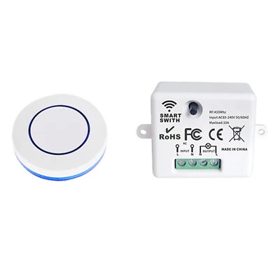 Mini Funkschalter Empfänger Lichtschalter 433mhz Rund Taste Fernbedienung 230V - Bild 1 von 4