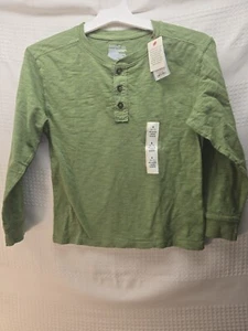 Cat & Jack Tshirt Boy Size Small 6/7 Green Long Sleeve Henley. - Picture 1 of 5