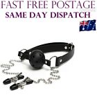 BREATHABLE BALL GAG FETISH GAG MOUTH BONDAGE BDSM SEX TOY GAMES ADULT w Clamps