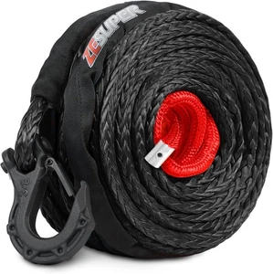 ZESUPER Synthetic Winch Rope 3/8" x 85ft Dyneema 12 Strand Cable Black - Picture 1 of 8