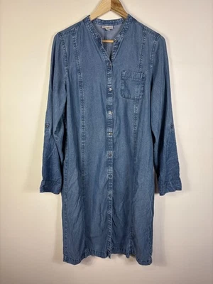 J Jill Chambray Denim Button Front Shirt Dress 100% Lyocell Medium Tall Western - Image 1 of 4