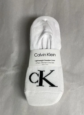 Nuevos Calcetines Calvin Klein Para Mujer’s 6 Pares Blancos Zapatilla Forradora Calcetines Informales Preppy Foto 1 de 4