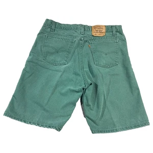 Vintage 1993 Levis 550 Orange Tab Relaxed Fit Green Denim Shorts Men’s 38 USA - Picture 1 of 11