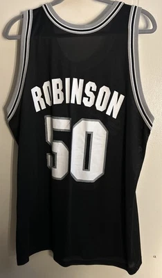 DAVID ROBINSON Vintage San Antonio Spurs CHAMPION Size 44/M Jersey NBA Black USA - Image 1 of 4