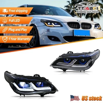 2x Full LED Headlight Assembly For 2005-2010 BMW 5 Series E60 E61 525i 530i 535i - Изображение 1 из 4