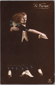 Tarjeta postal de baile francés de la década de 1960 RPPC "LE TANGO" foto coloreada a mano / FADE-AWAY - Imagen 1 de 2