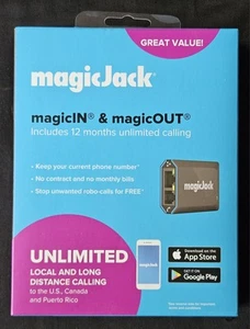 MagicJack - HOME VoIP Telephone Adapter with 12 Months of Service - Black Sealed - Picture 1 of 2