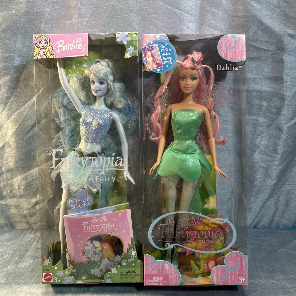 Винтажные куклы Barbie Fairytopia Sparkle Fairy & Dahlia как новые в коробке 2005 всплывающие бу - Изображение 1 из 4