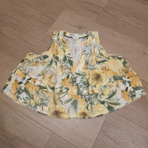 Camiseta sin mangas PILCRO By Anthropologie borde crudo 100 % lino swing para mujer talla M floral boho - Imagen 1 de 9