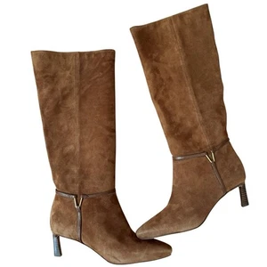 Veronica Beard Kenzie mittelhoher Absatz hoher Stiefel braun Wildleder neu mit Etikett 9 - Bild 1 von 13