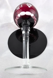 "Copa de vino vintage bohemia rubí cortada a cristal transparente rojo rubí corvejón 8,25""" - Imagen 1 de 13