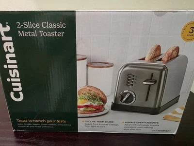 NUEVA tostadora clásica de metal Cuisinart de 2 rebanadas de acero inoxidable al por menor $59,95 Foto 1 de 4
