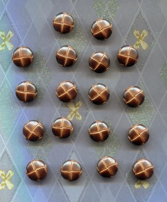 Set of 18 Beautiful Vintage Dark Brown Plastic Leather Looking Buttons- ITEM#8-4 - Image 1 of 2