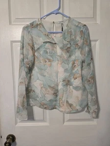 Neu mit Etikett Gr. M Calvin Klein pastellfarbene geblümte Chiffonbluse gefüttert UVP 79,50 $ - Bild 1 von 6