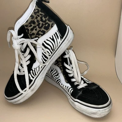 VANS SK8-Hi Top Cremallera Trasera Leopardo/Cebra Estampado Animal Talla Juvenil 1 Foto 1 de 4