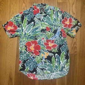 Vintage Jams World Mens Hawaiian Shirt Small White Aloha Button Madison Floral - Picture 1 of 3