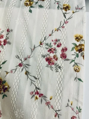 VTG Red Orange & Tan Florals on White DIMITY Embroidered Raised Threads BTFQ - Image 1 of 4