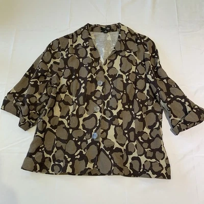 East 5th Womens Petite Large Tan Brown Jacket Linen Rayon - Изображение 1 из 4