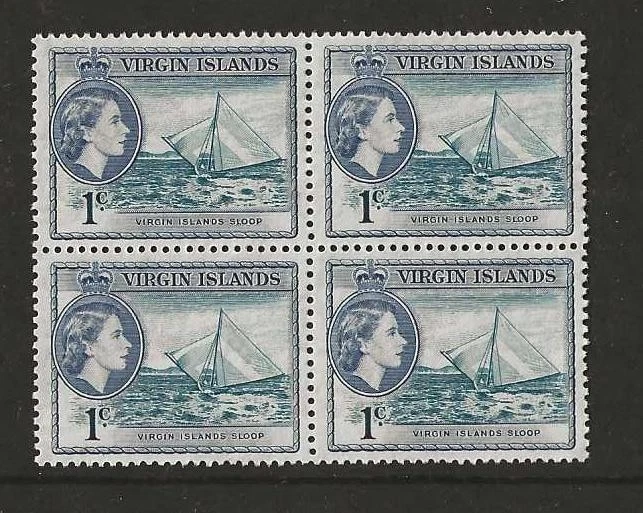 БРИТАНСКИЕ ВИРГИНСКИЕ ОСТРОВА, QE11 1956 1c SG 150 как новые без наклеек и следов блок 4, CAT £6 - Изображение 1 из 1