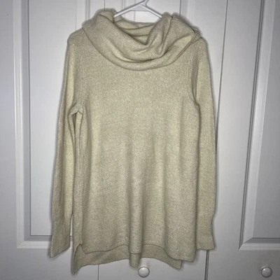 DKNY Jeans Cowl Neck Tunic Sweater Wool Blend Size Small Winter White Cream EUC - Image 1 of 4