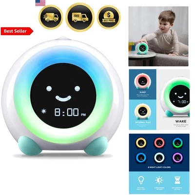 Kids Alarm Clock Night Light Sleep Trainer Sound Machine OK to Wake Arctic Blue - Image 1 of 4