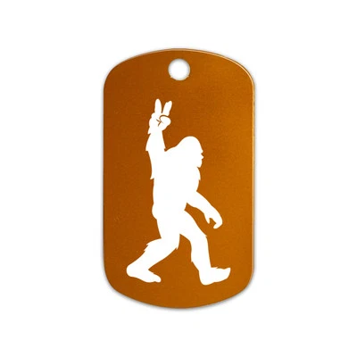 和平标志 Sasquatch Bigfoot GI 狗牌铝制钥匙扣带定制雕刻 — 第 1/4 张图片
