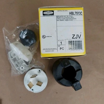 50 Amp Plug 10-50P 125 250V AC 3 Pole Straight Blade HBL7513C - Image 1 of 3
