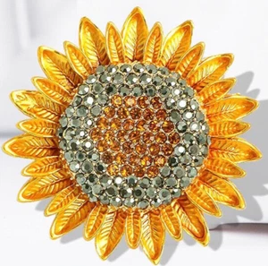 Sunflower Brooch Rhinestone Sunflower Pin Sunflower Pendant Gift for Her - Picture 1 of 3