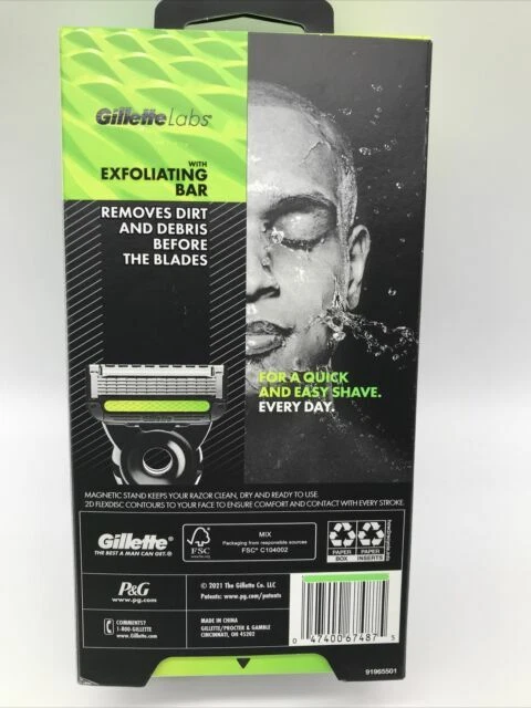 Gillette Razor with Exfoliating Bar by Gillette Labs, Shaving Kit for Men
