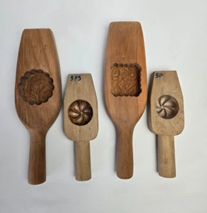 Vintage Wooden Mooncake, Pastry, Butter Molds Lot Of Four (4) - Picture 1 of 10