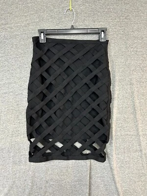 Falda lápiz recta Bebe vendaje para mujer pequeña negra elástica forrada cremallera mosca Foto 1 de 4