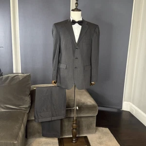 Men’s Perry Ellis Portfolio 2 Piece Gray Formal Suit Size 44 Jacket 36 Pants - Picture 1 of 15