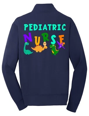 Personalized Pediatric Nurse Kids Cute Dinosaurs Zip Up Fleece Jacket - Image 1 of 4