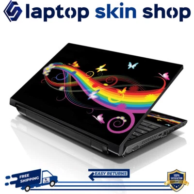Recubrimiento para computadora portátil pegatina calcomanía cubierta arco iris mariposa para Dell Apple 17-19 Foto 1 de 4