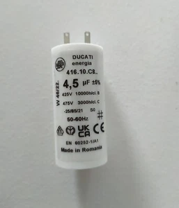 Condensateur Moteur 4,5µF 450v à petites cosses 2,8mm pour volet Somfy 4.5uf - Photo 1/2