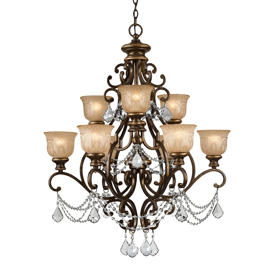 Crystorama Norwalk 9 Light Clear Crystal Bronze Umber Chandelier 7509-bu-cl-mwp