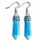 Dark Blue Turquoise Gemstone Handmade Earrings