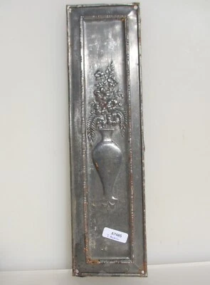 Vintage Iron Finger Plate Push Door Handle Art Nouveau Flower Urn Antique Old - Image 1 of 4