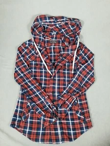 All Saints Shirt Hoodie Mens Small Medium Red Plaid Check Long Sleeve LUMBERJACK - Picture 1 of 8
