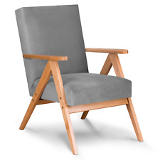 Sessel Stuhl Wohnzimmersessel Retro Design Holz skandinavisch Lounge Stoff TOP!