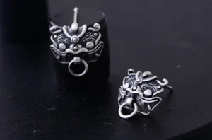 I01 Ohrstecker chinesischer Drache Drachenkopf Türklopfer Sterling Silber - Bild 1 von 6