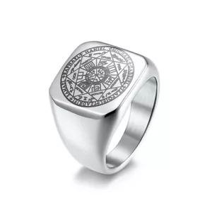 Hombres Sellos de los Siete Arcángeles Anillo Acero Inoxidable Estrella de David Amuleto - Imagen 1 de 15