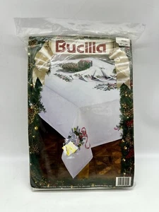 Bucilla Embroidery 1993 Christmas Kit Doves & Holly Table Cloth 83060 60” X 104” - Picture 1 of 3