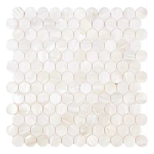 Pearl Shell Tile South Seas Penny Round Kitchen Bathroom Wall Backsplash White - Picture 1 of 3