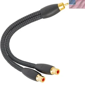Durable 6in RCA Splitter Cable - Male to 2 Female, Clear Sound Connection - Picture 1 of 3