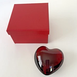 Vtg Baccarat France Crystal Red Puffy Heart Paperweight 3" with Red Gift Box - Picture 1 of 16
