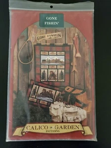 Calico Gartenmuster 'Gone Fishin' Applikation Wandbehang Quilt Muster Hütte - Bild 1 von 3
