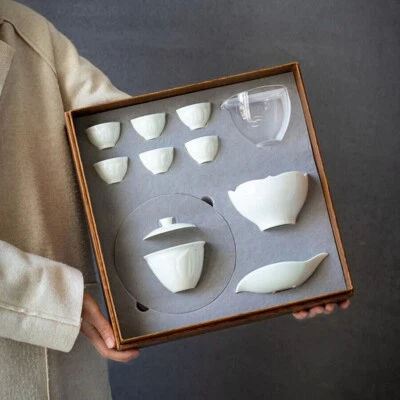 2024 NUEVO Juego de tazas de té de kung fu de cerámica blanca de lujo caja regalos Foto 1 de 4
