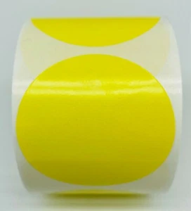 2 Zoll runde gelbe farbcodierte Inventarpunkte Rolle mit 500 Etiketten Aufkleber - Bild 1 von 3