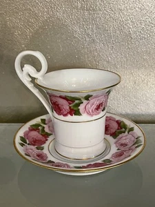 Royal Limoges Rose de Paris Espresso Tasse mit Untere Gedeck - Bild 1 von 5
